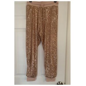 Worn ONCE! Rose Gold Sequin Nude Jogger Pants